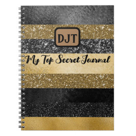 Glitter, svart och Guld, topphemlig Journal Anteckningsbok