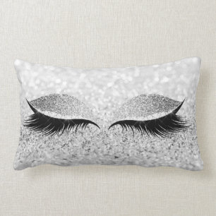 Glitter Svarta Makeup Öga Lash White Silver Öga Lumbarkudde