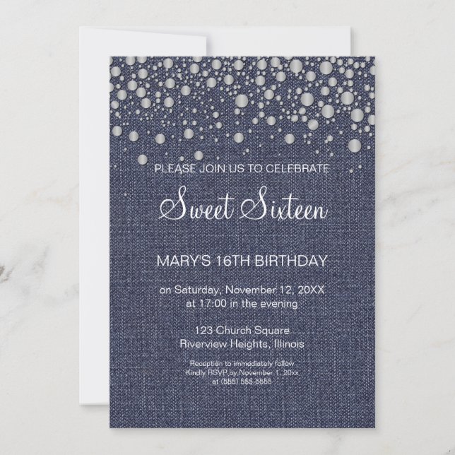 Glitter Sweet 16 Födelsedagsinbjudan Inbjudningar (Framsida)