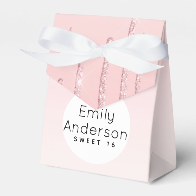 Glitter Sweet 16 Rosa Trendig 16:e Party Presentaskar (Framsidan Sidan)