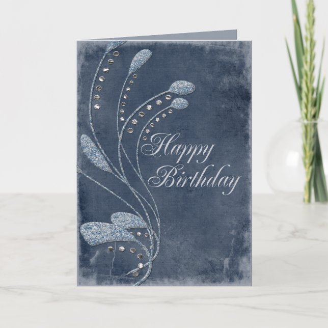 Glitter Swirls Birthday Kort (Framsida)