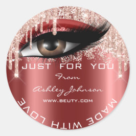 Glitter tackar Eyelash Ro Burgund med Kärlek Runt Klistermärke