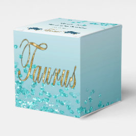 Glitter Taurus & Teal Blue Glitter Birthday Presentaskar