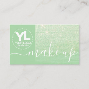 Glitter Teal Grönt Glam Bling Logotyp Template Lux Visitkort