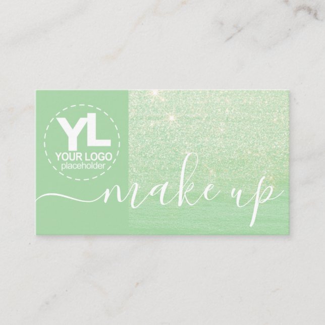 Glitter Teal Grönt Glam Bling Logotyp Template Lux Visitkort (Framsida)