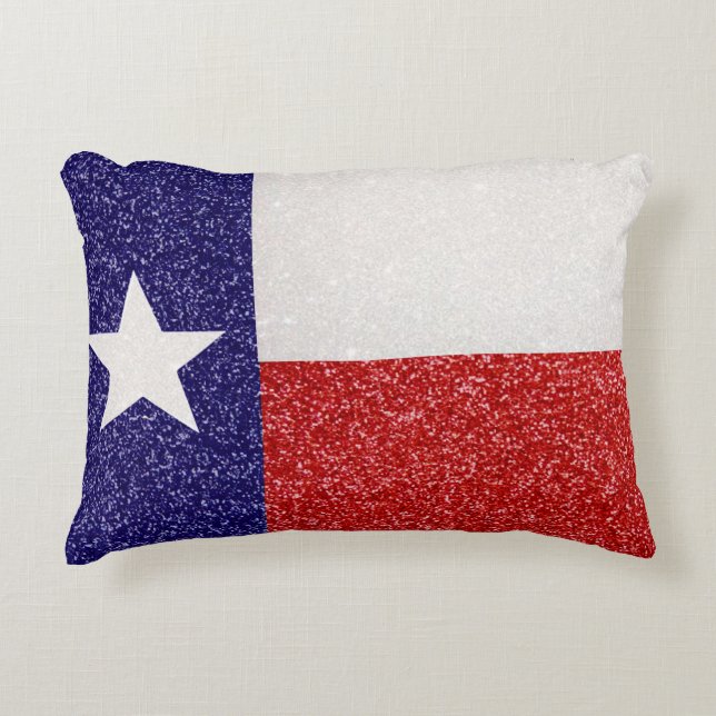 Glitter Texas flagga pelare Prydnadskudde (Framsidan)
