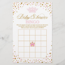 Glitter Tiara Royal Princess Baby Shower Bingo