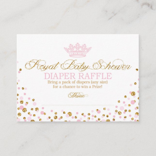 Glitter Tiara Royal Princess Diaper Raffle Biljett Tilläggskort (Framsida)