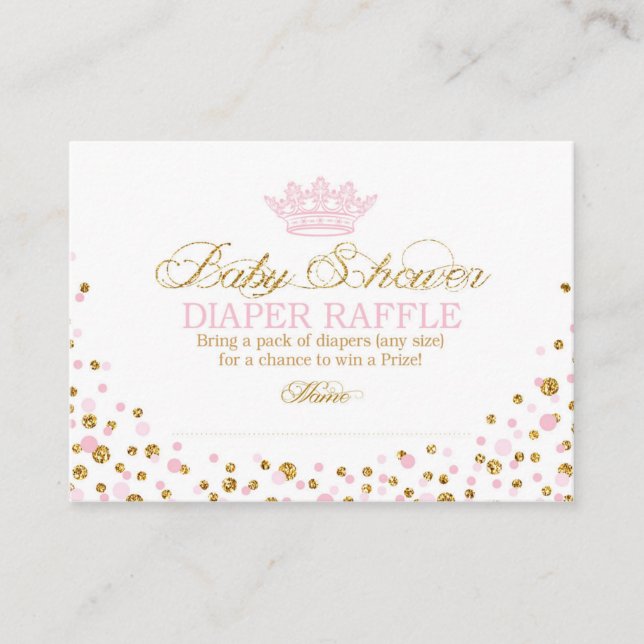 Glitter Tiara Royal Princess Diaper Raffle Biljett Tilläggskort (Framsida)