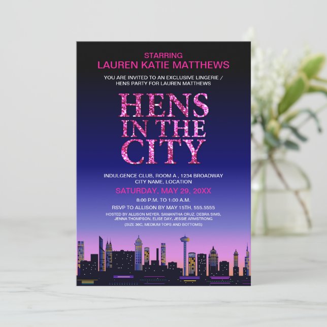 Glitter: Titta på höns/Lingerie Movie Poster Party Inbjudningar (Stående Fram)
