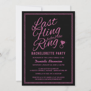 Glitter tittar på det sista Fling Bachelorette Par Inbjudningar