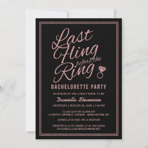 Glitter tittar på det sista Fling Bachelorette Par Inbjudningar
