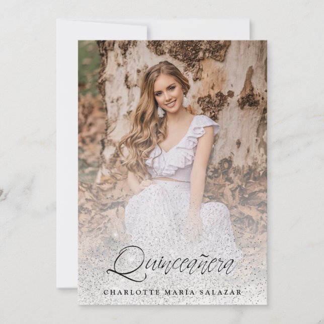 Glitter Trend Quinceañera Spanska Modern Foto (Framsida)