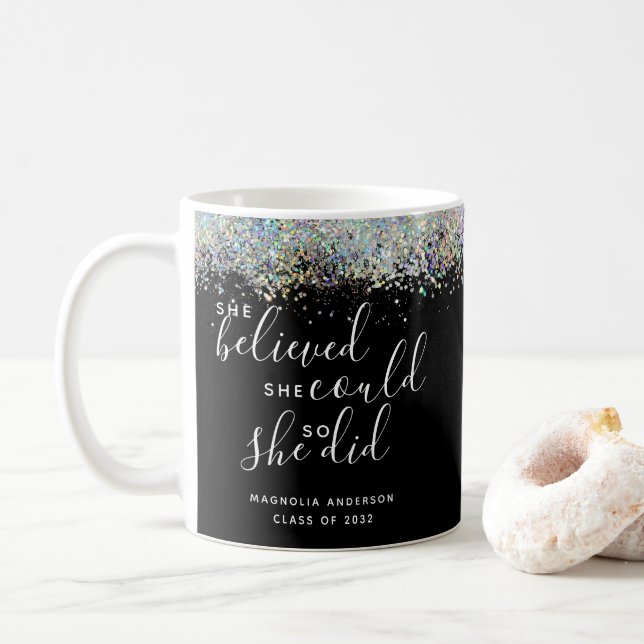 Glitter trodde hon kunde Studenten Kaffemugg (Med munk)
