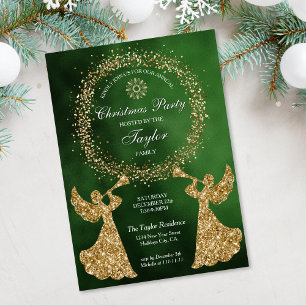 Glitter Trumpeting Angel Jul Corporate Party Inbjudningar