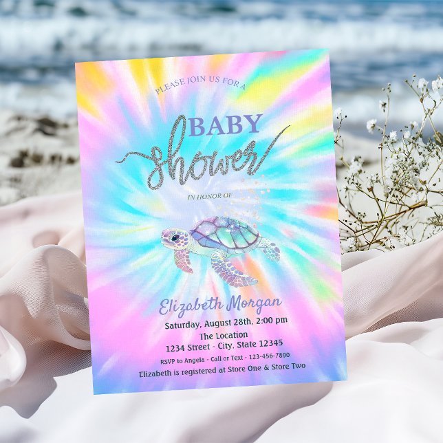 Glitter Turtle Tie Dye Baby Shower Inbjudningar (Skapare uppladdad)