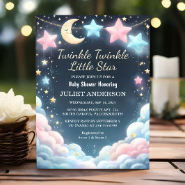 Glitter Twinkle Twinkle Little Star Baby Shower Inbjudningar