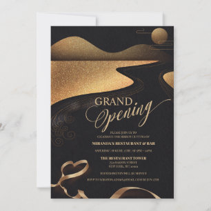 Glitter-typografi av koppar Restaurant-storöppning Inbjudningar
