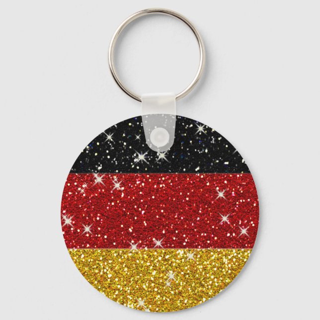 Glitter Tyskland Flagga med miniatyrdiagram Nyckelring (Framsida)