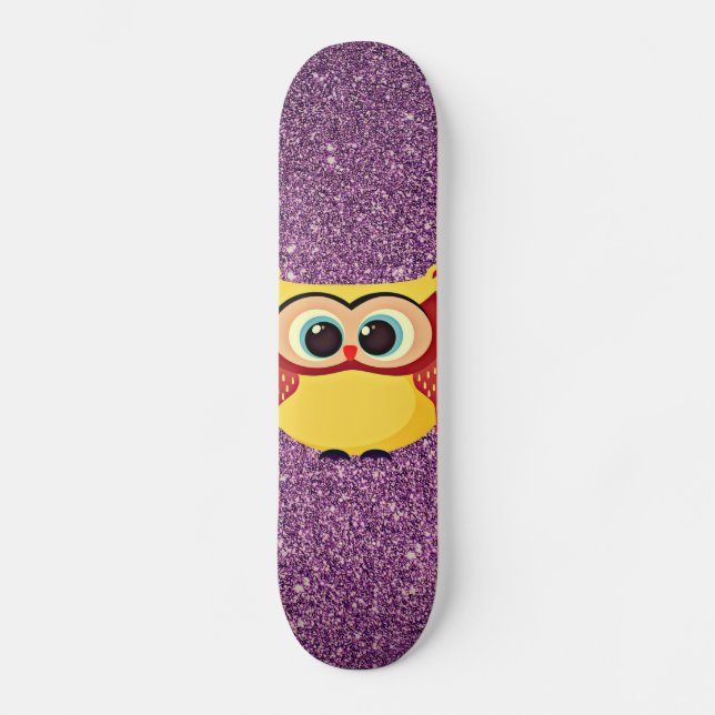 Glitter Uggla Skateboard Bräda 20,5 Cm (Framsida)