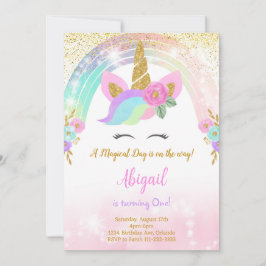 Glitter Unicorn Birthday Inbjudan