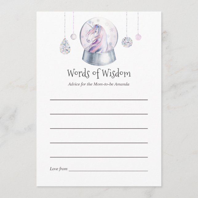 Glitter Unicorn-jubileumsdisken Mamma Advice Rådkort (Framsida)