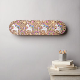 Glitter unicorn mönster mini skateboard bräda 18,5 cm