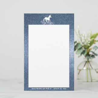 Glitter Unicorn och Stars | Blåformatmall Brevpapper