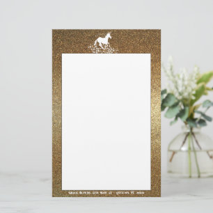 Glitter Unicorn och Stars Stationär Guld