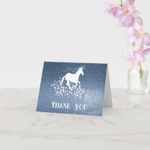 Glitter Unicorn och Stars Tack Blåkort Kort