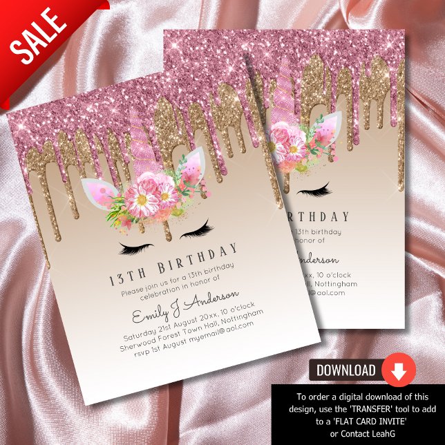 Glitter Unicorn Ro Guld Rosa 13:e dagen (Skapare uppladdad)