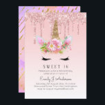 Glitter Unicorn Sweet 16 Rosa Guld 16th Girls Bday Inbjudningar<br><div class="desc">Det här trendiget är perfekt för dina döttrar,  söta 16 (16) 16: e födelsedag. Den har en modern enhörning i ansikte med blommor,  guld glitter,  guld och rosa. Glitter och folie är inte verkliga. Kontakta Designer LeahG om du vill matcha party-leveranser och anpassningsbar.</div>
