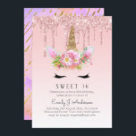 Glitter Unicorn Sweet 16 Rosa Guld 16th Girls Bday Inbjudningar<br><div class="desc">Det här trendiget är perfekt för dina döttrar,  söta 16 (16) 16: e födelsedag. Den har en modern enhörning i ansikte med blommor,  guld glitter,  guld och rosa. Glitter och folie är inte verkliga. Kontakta Designer LeahG om du vill matcha party-leveranser och anpassningsbar.</div>