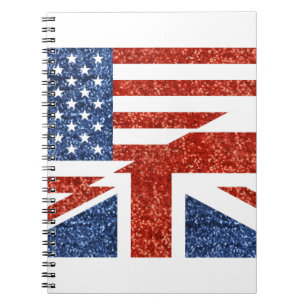 glitter usa uk anteckningsbok med spiral