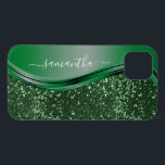 Glitter utseende Emerald Grönt Personlig Namn<br><div class="desc">Utformningen är ett foto och fodral är inte tillverkat med glitter, sekvenser, metall eller skogen. Denna design finns även tillgänglig på andra mobila modeller. Välj Enhetstyp om du vill visa andra iPhone, Samsung Galaxy eller Google fodral. Vissa stilar kan ändras genom att markera Stil om det är ett alternativ. Du...</div>
