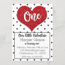 Glitter Valentines Girl First Birthday