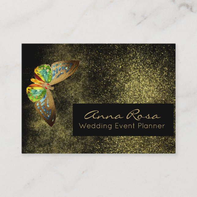 ** Glitter vattenfärg Giled Guld Butterfly Visitkort (Framsida)