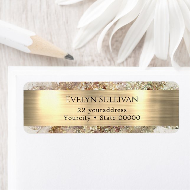 Glitter, vattenfärg och foliefreturadressetikett returadress etikett (Insitu)