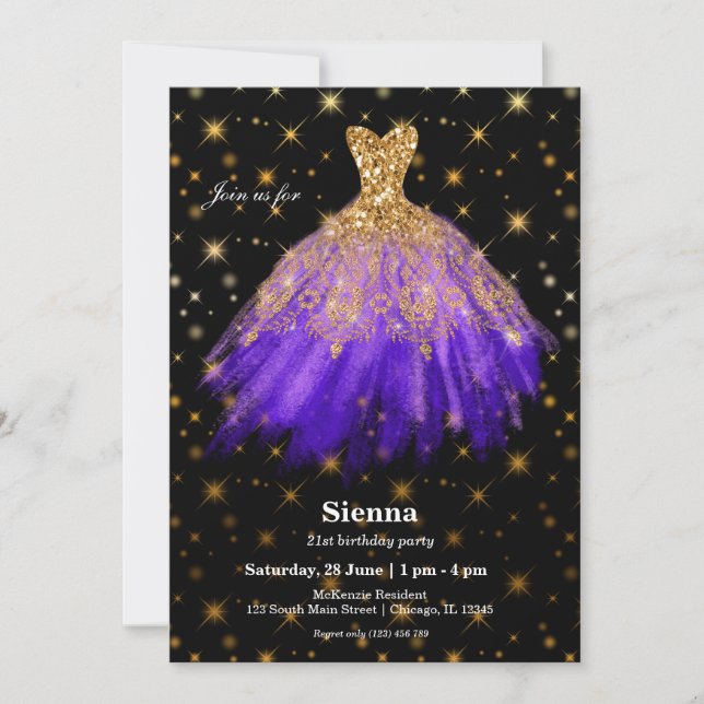 Glitter vattenfärgspressar inbjudningar (Framsida)
