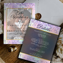 Glitter Vellum Overlay bröllopsinbjudan Inbjudningar