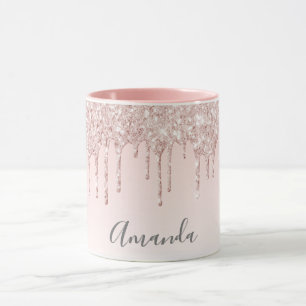 glitter vid ro, guldet, namn, glamorös mugg