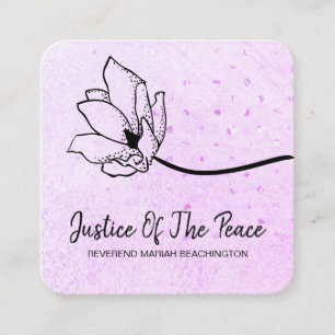 *~* Glitter Violet Magenta Line Art Flower Fyrkantigt Visitkort