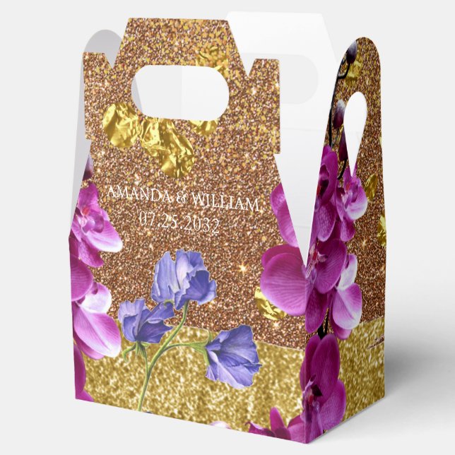 Glitter Violets Modern bröllopsfavoritruta Presentaskar (Öppnad)