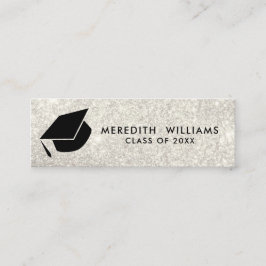 Glitter, vit Grad Cap Studenten Infoga Mini Visitkort