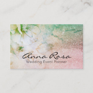 *~* Glitter Watercolor Blommigt Cosmic Celestial Visitkort