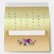 Glitter Watercolor Flowers Diamonds Guld