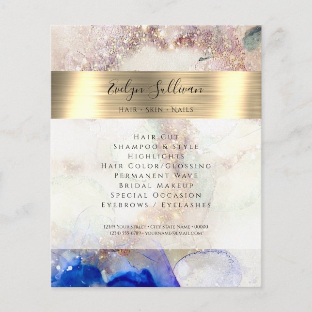 Glitter Watercolor och Gold Foil Flyer (Framsidan)
