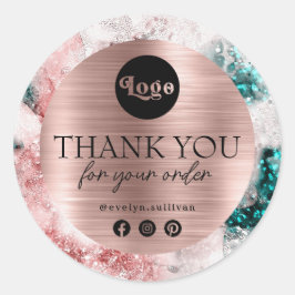 Glitter Watercolor Ro Gold Foil Tack Runt Klistermärke