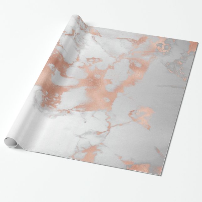  Glitter White Rosa Marble Glossy Presentpapper (Utrullad)
