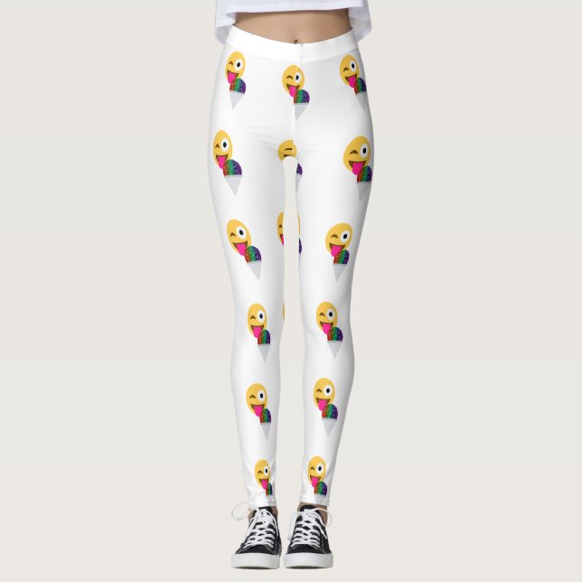 glitter wink emoji leggings (Framsida)